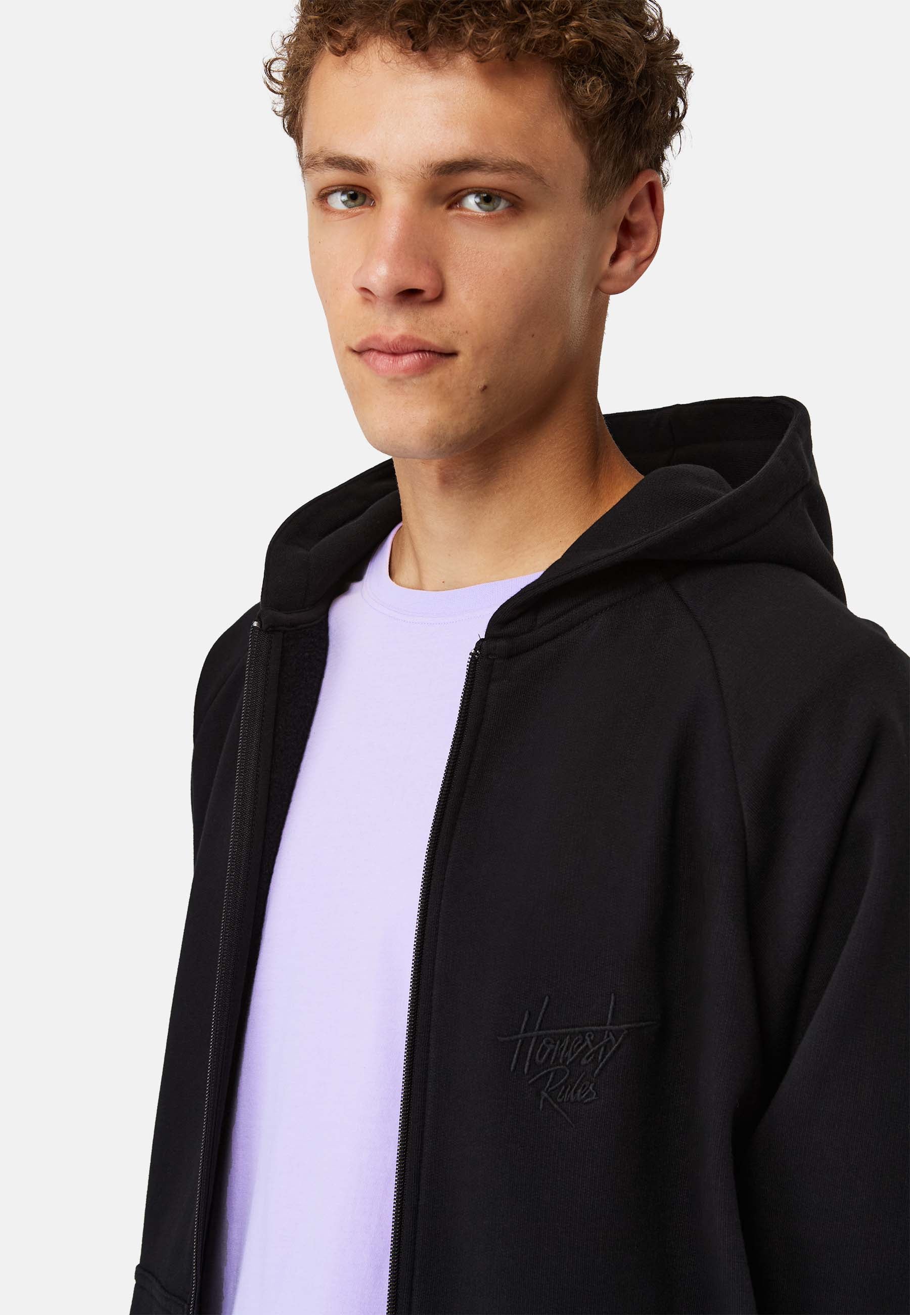 Looose Fit Raglan Zip Hooded