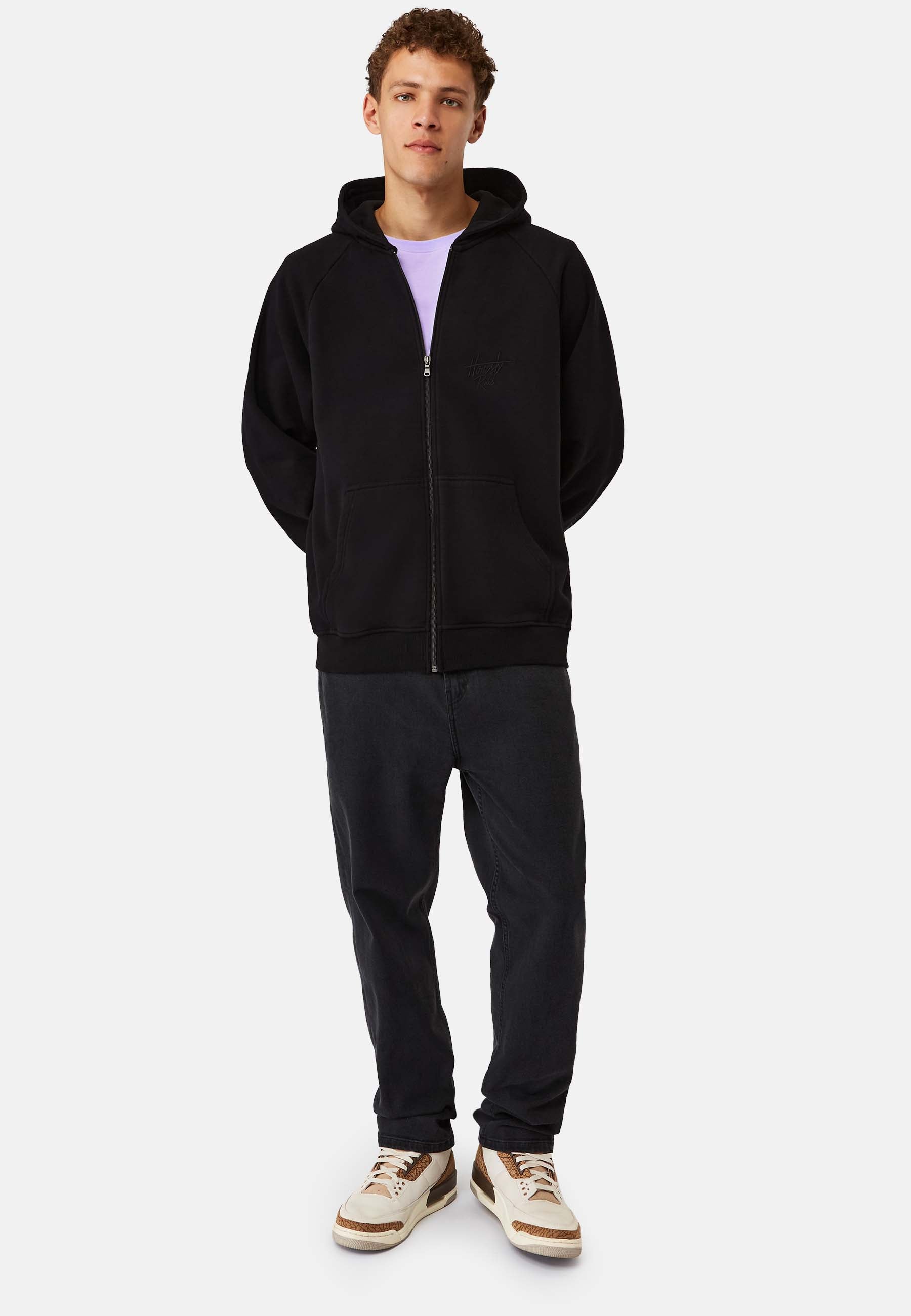 Looose Fit Raglan Zip Hooded