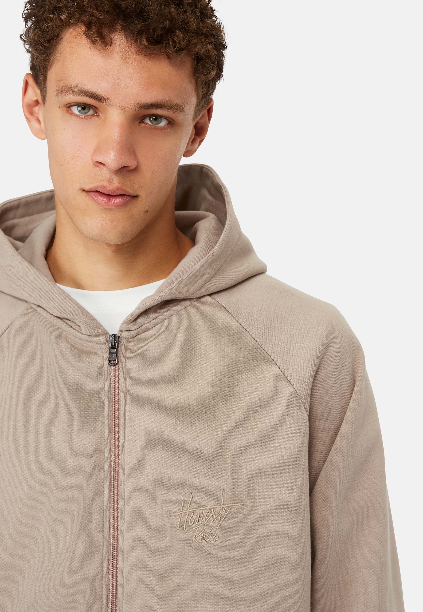 Looose Fit Raglan Zip Hooded